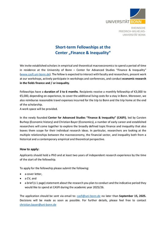 Short-term Fellowships at CASFI