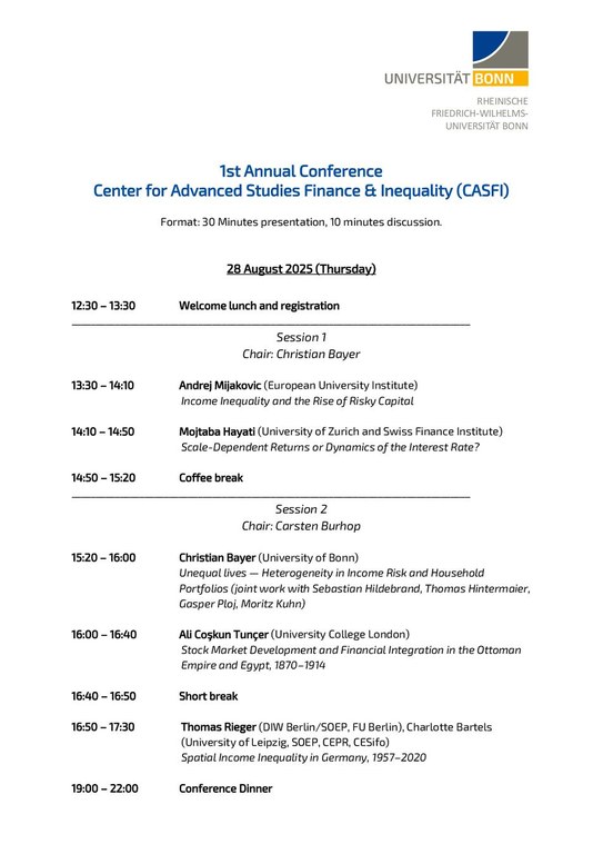 Agenda Annual Research Conference of CASFI