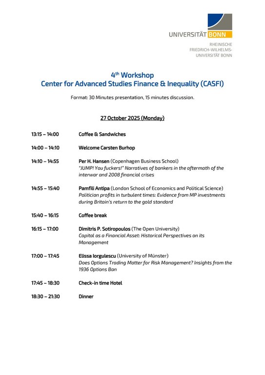 Agenda 4th CASFI Workshop
